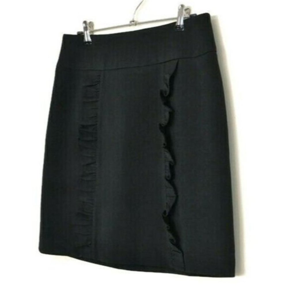 BASQUE Womens Black Frill Front A-line Corporate Business Pencil Skirt - Size 8